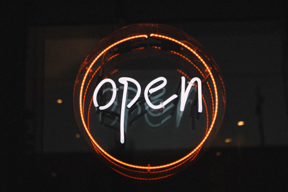 neon open sign orange glow